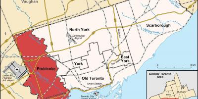 Mapa de Etobicoke provincia Toronto