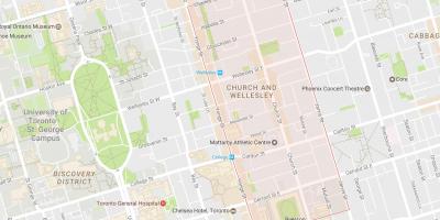Mapa da Igrexa e Wellesley barrio Toronto
