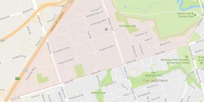Mapa de Kingsview Aldea barrio Toronto