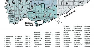 Mapa de piscinas ao aire libre Toronto