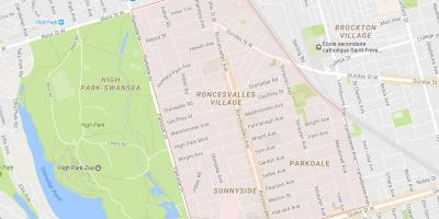 Mapa de Roncesvalles barrio Toronto