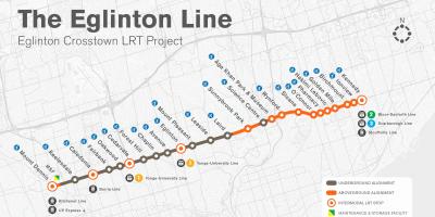 Mapa de Toronto metro Eglinton liña de proxecto