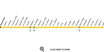 Mapa de Toronto metro liña 1 Yonge-Universidade