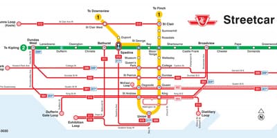 Mapa de Toronto tranvía
