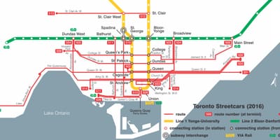 Mapa de Toronto tranvía sistema