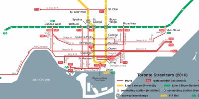 Mapa de Toronto tranvía sistema