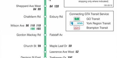 Mapa de TTC 195 Jane Foguete ruta de autobús Toronto