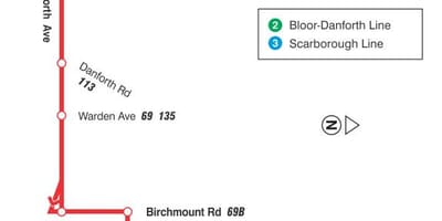 Mapa de TTC 20 Cliffside ruta de autobús Toronto
