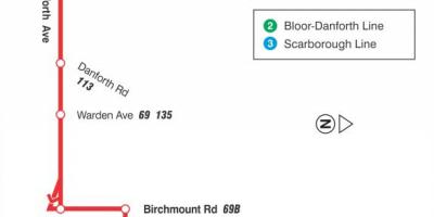 Mapa de TTC 20 Cliffside ruta de autobús Toronto