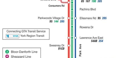 Mapa de TTC 24 Victoria Park ruta de autobús Toronto