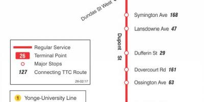 Mapa de TTC 26 de Dupont ruta de autobús Toronto