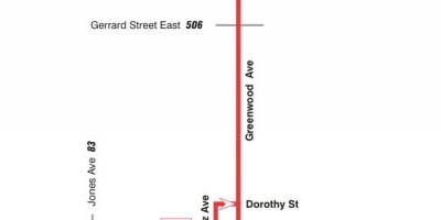 Mapa de TTC 31 Greenwood ruta de autobús Toronto