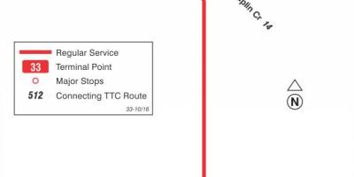Mapa de TTC 33 Forest Hill ruta de autobús Toronto