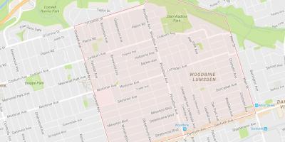 Mapa de Woodbine Alturas barrio Toronto